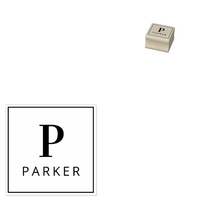 Custom Monogram Minimal Rubber Stamp (Stamped)