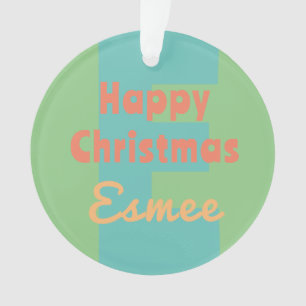 custom monogram mint coral pink Christmas  Ornament