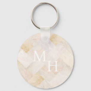 Custom Monogram Modern Abstract Elegant Sand Key Ring