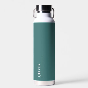 Custom monogram, modern aqua green  water bottle