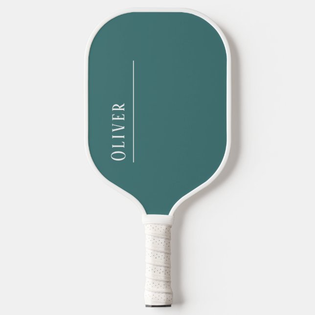 Custom monogram, modern aqua  pickleball paddle (Front)