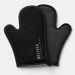 Custom monogram, modern black and white oven mitt