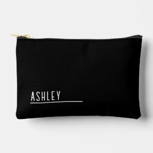 Custom monogram, modern black new line accessory pouch
