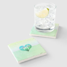 Custom Monogram Modern Blue Green Grunge Heart