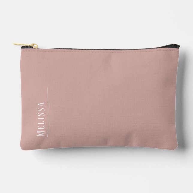 Custom monogram, modern blush pink  accessory pouch (Front)