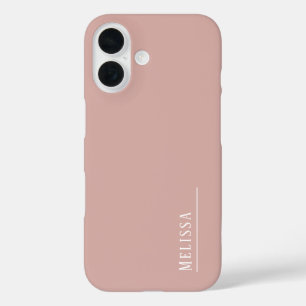 Custom monogram, modern blush pink iPhone 16 case
