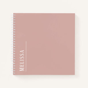 Custom monogram, modern blush pink colour notebook