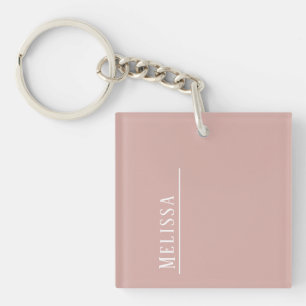 Custom monogram, modern blush pink key ring