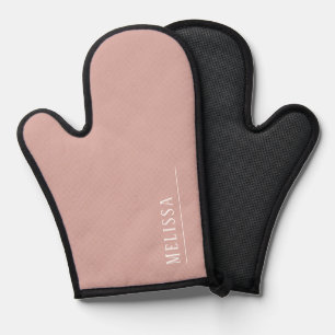 Custom monogram, modern blush pink oven mitt