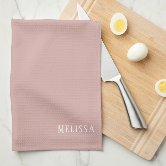 Custom monogram, modern blush pink  tea towel (Quarter Fold)