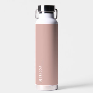 Custom monogram, modern blush pink water bottle