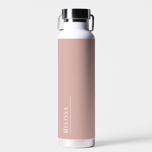 Custom monogram, modern blush pink water bottle (Front)