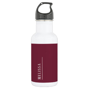 Custom monogram, modern burgundy 532 ml water bottle