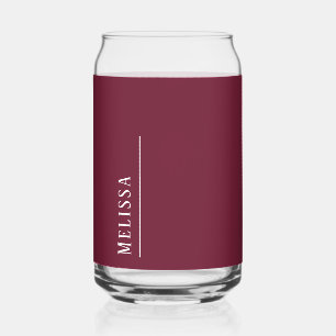 Custom monogram, modern burgundy can glass