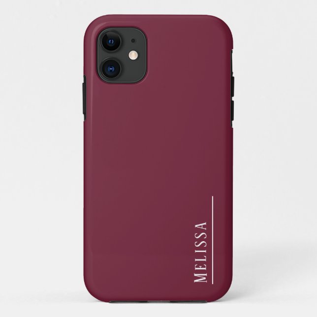 Custom monogram, modern burgundy Case-Mate iPhone case (Back)