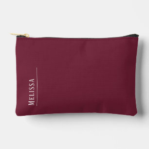 Custom monogram, modern burgundy colour accessory pouch