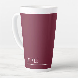 Custom monogram, modern burgundy latte mug