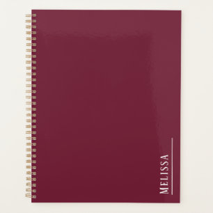 Custom monogram, modern burgundy planner