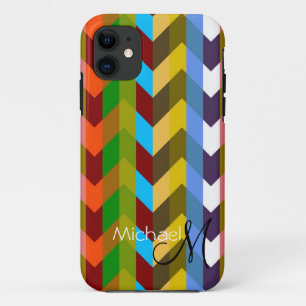 Custom Monogram Modern Chevron Zigzag 10 iPhone 11 Case