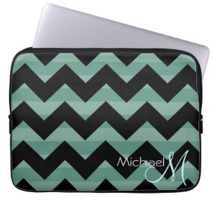 Custom Monogram Modern Chevron Zigzag 10 Laptop Sleeve
