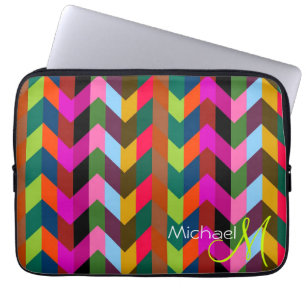 Custom Monogram Modern Chevron Zigzag 2 Laptop Sleeve
