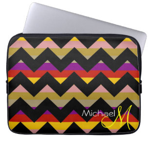 Custom Monogram Modern Chevron Zigzag 8 Laptop Sleeve