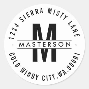 Custom Monogram Modern Circle Return Address Label