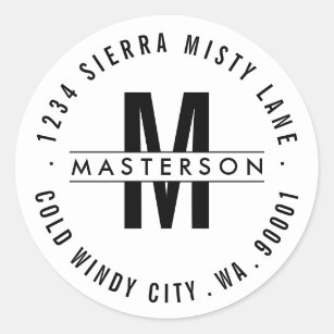Custom Monogram Modern Circle Return Address Label