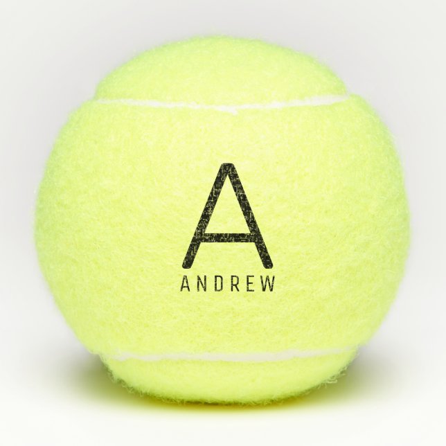 Custom Monogram Modern Design Personalised Tennis Balls (Front)