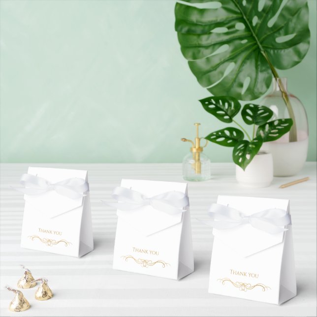 Custom Monogram Modern Elegant Gold Swirl Wedding Favour Box (Multiple)