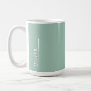 Custom monogram, modern light sage green  coffee mug