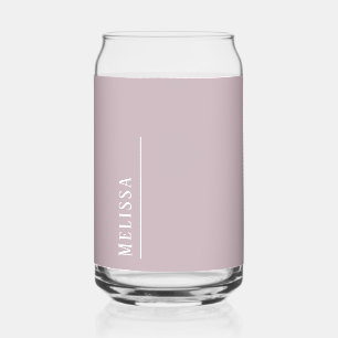 Custom monogram, modern mauve purple can glass