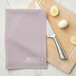 Custom monogram, modern mauve tea towel