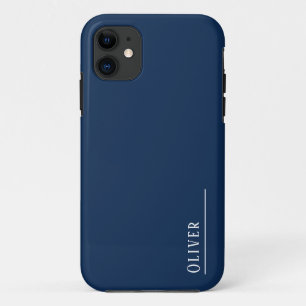 Custom monogram, modern navy blue iPhone 11 case