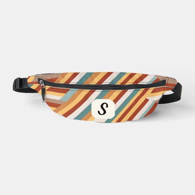 Custom Monogram Modern Retro 70s Geometric  Bum Bags (Front)