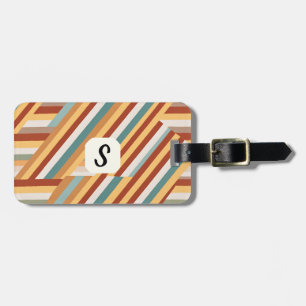 Custom Monogram Modern Retro 70s Geometric Luggage Tag
