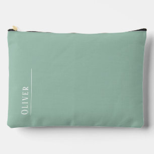 Custom monogram, modern sage green  accessory pouch