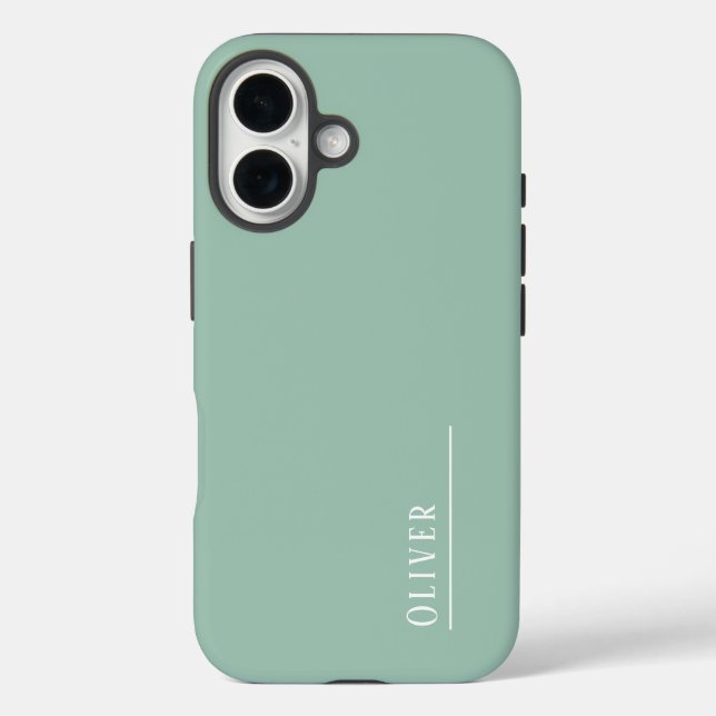 Custom monogram, modern sage green  Case-Mate iPhone case (Back)