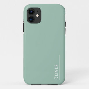 Custom monogram, modern sage green  iPhone 11 case