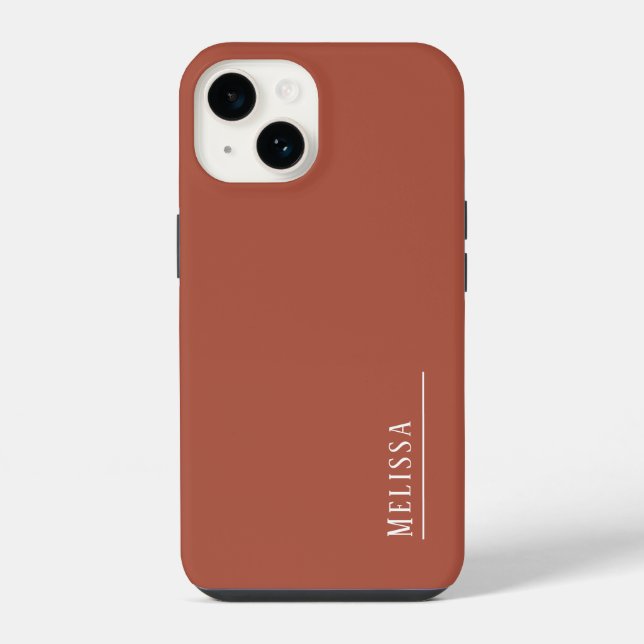 Custom monogram, modern terracotta colour  iPhone case (Back)