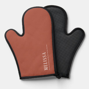 Custom monogram, modern terracotta  oven mitt
