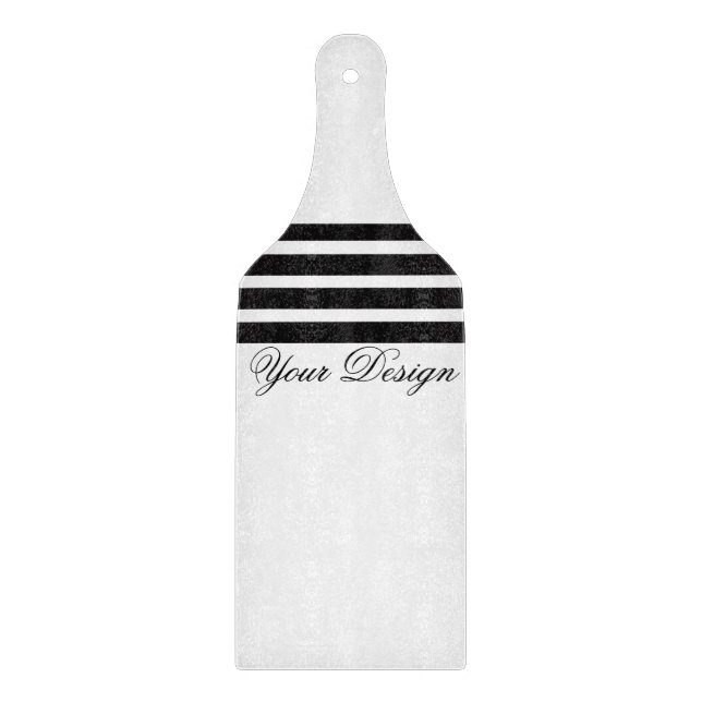 Custom Monogram Monochrome Glass Cheese Cutting Board (Front)