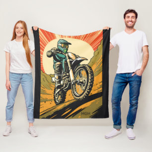 Custom Monogram Motocross Fleece Blanket