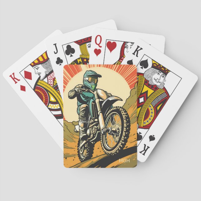 Custom Monogram Motocross Playing Cards (Back)
