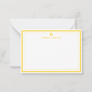 Custom Monogram Mustard Yellow Border Stationery  Card