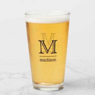Custom monogram, name and colour pint glass
