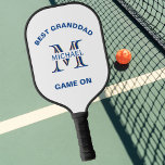 Custom Monogram Name Best Grandad Pickleball Paddle<br><div class="desc">This unique pickleball paddle is special -- features a unique layering of the monogram -- look closely and you will see three colours, which gives it the feeling of depth. Personalised additionally with his first name -- and the message: Best Granddad and you can change all messages. Also would be...</div>