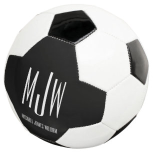 Custom Monogram Name Black Modern Football