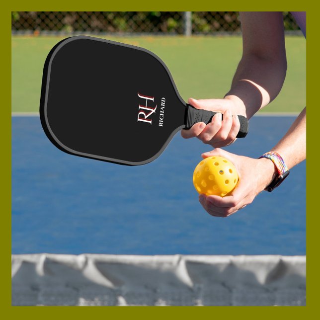 Custom Monogram Name Black White  Pickleball Paddle (Creator Uploaded)
