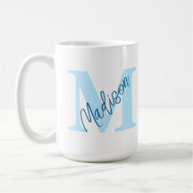 Custom Monogram Name Blue Mug